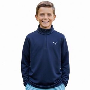 Puma Dark Blue Quarter-Zip Top Youth Boy XL Activewear Athletic Sporty Light